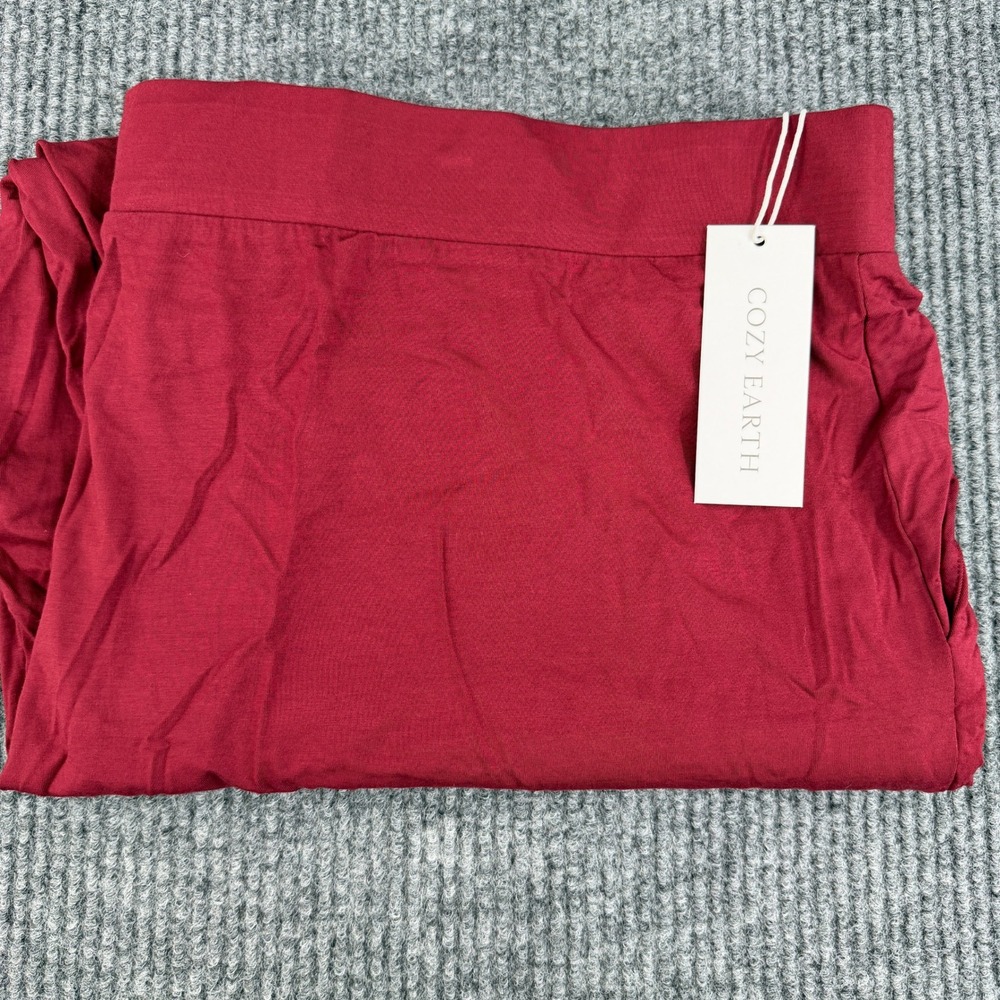 New Cozy Earth Men's Bamboo Jogger Pants 3XLBurgundy Soft Elastic Waist Lounge